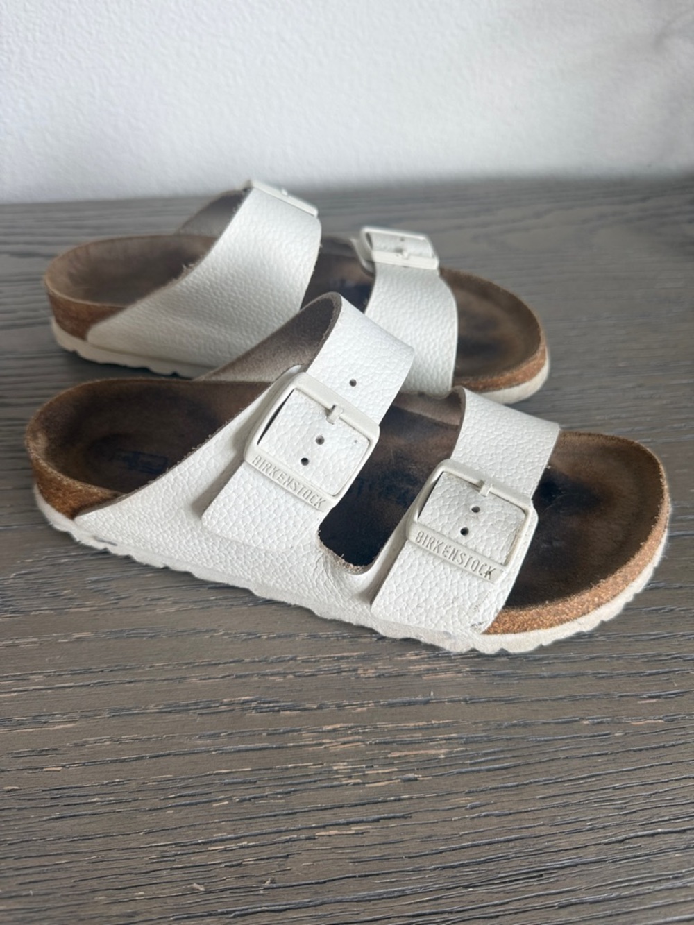 Birkenstock White Arizona Two-Buckle Sandals
